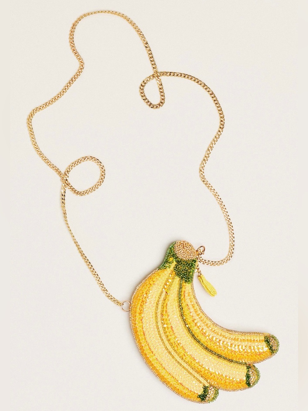 Anthro Beaded Icon Crossbody Bag Banana